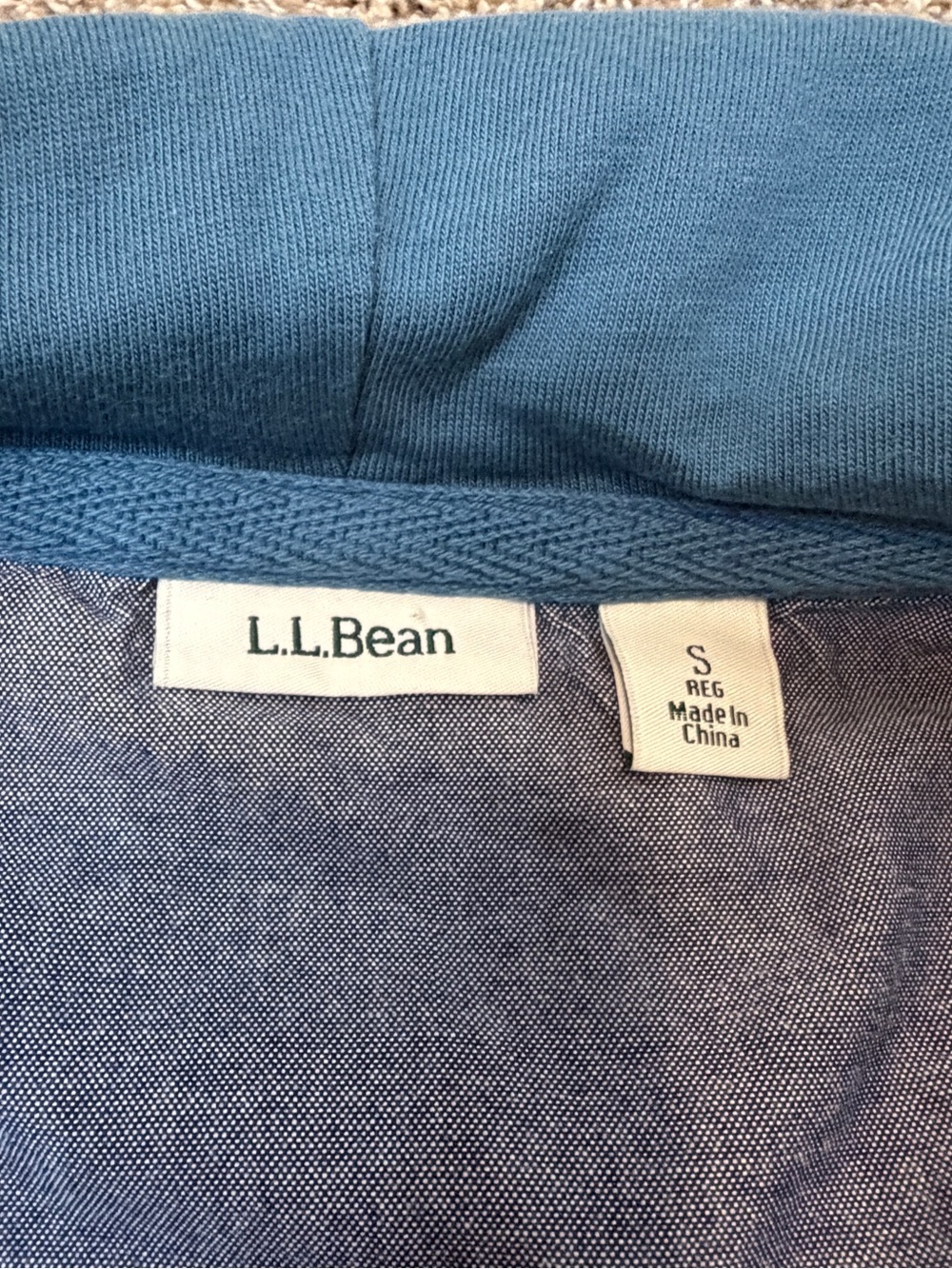 L.L. Bean Women’s Blue Cream Orange Vintage Soft Rugby Hoodie Small Colorblock - Picture 9 of 11